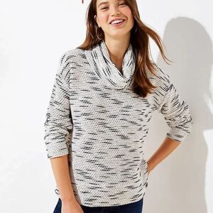 LOFT Cowl Neck Sweater Size M Chunky Knit Textured Long Sleeve Career Office